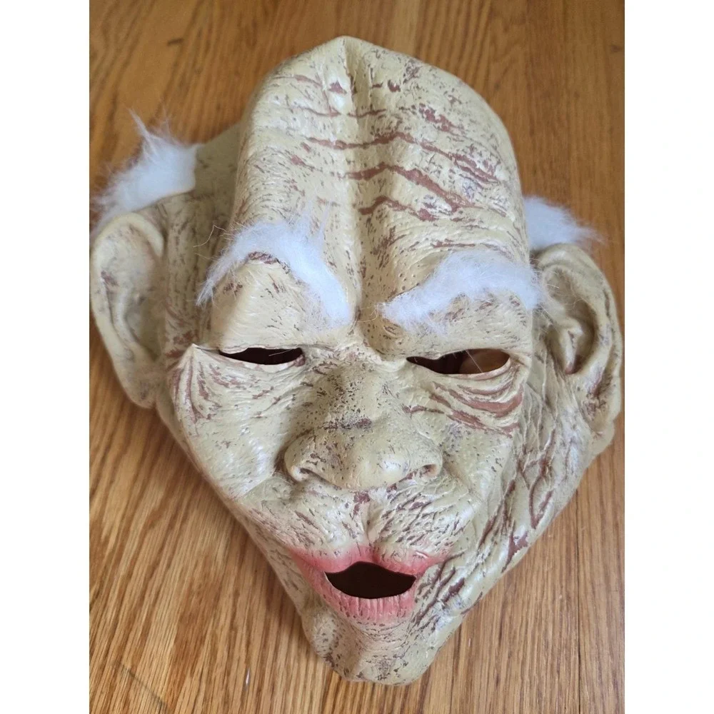 Vintage Vinyl BALDY old Man Halloween Mask With Bald White Hair